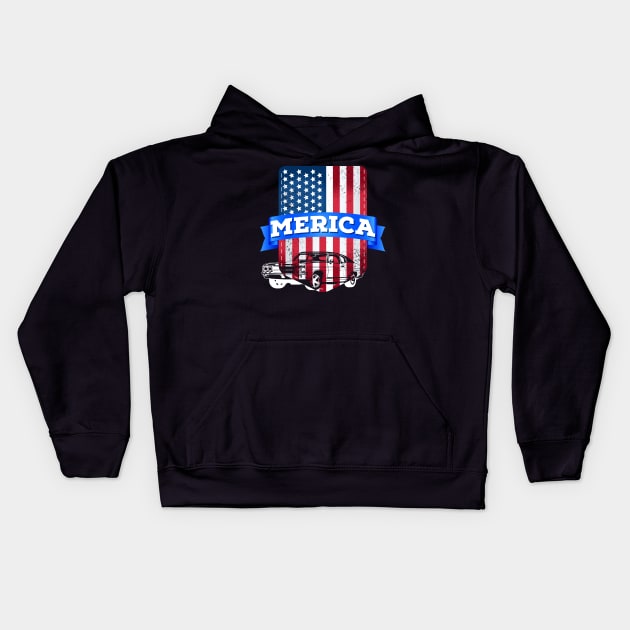 Merica, American map and Flag, 4th of July, happy independence day God Bless America Kids Hoodie by SweetMay